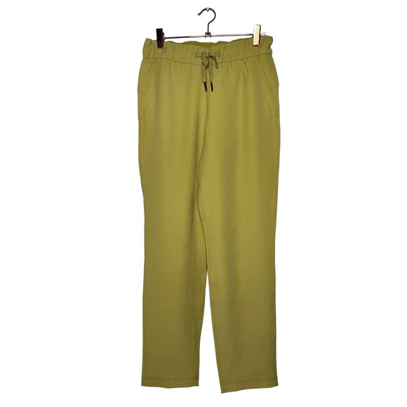 Lululemon On the Fly 7/8 Pant Size 4 Vintage Gold Mustard Yellow Woven - Picture 2 of 10